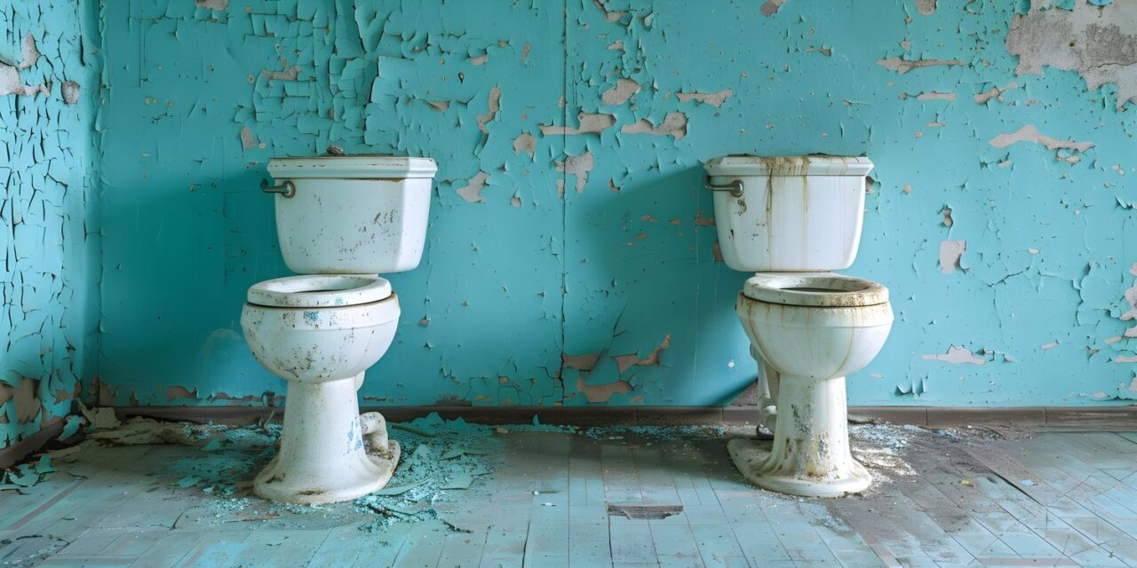 Peinture cloquée sur le mur d’une salle de bains