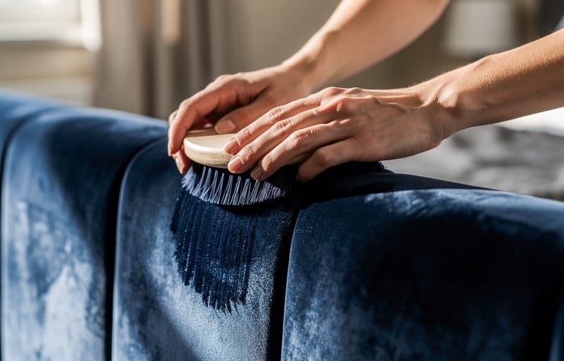 L'entretien hebdomadaire d'une tête de lit en velours